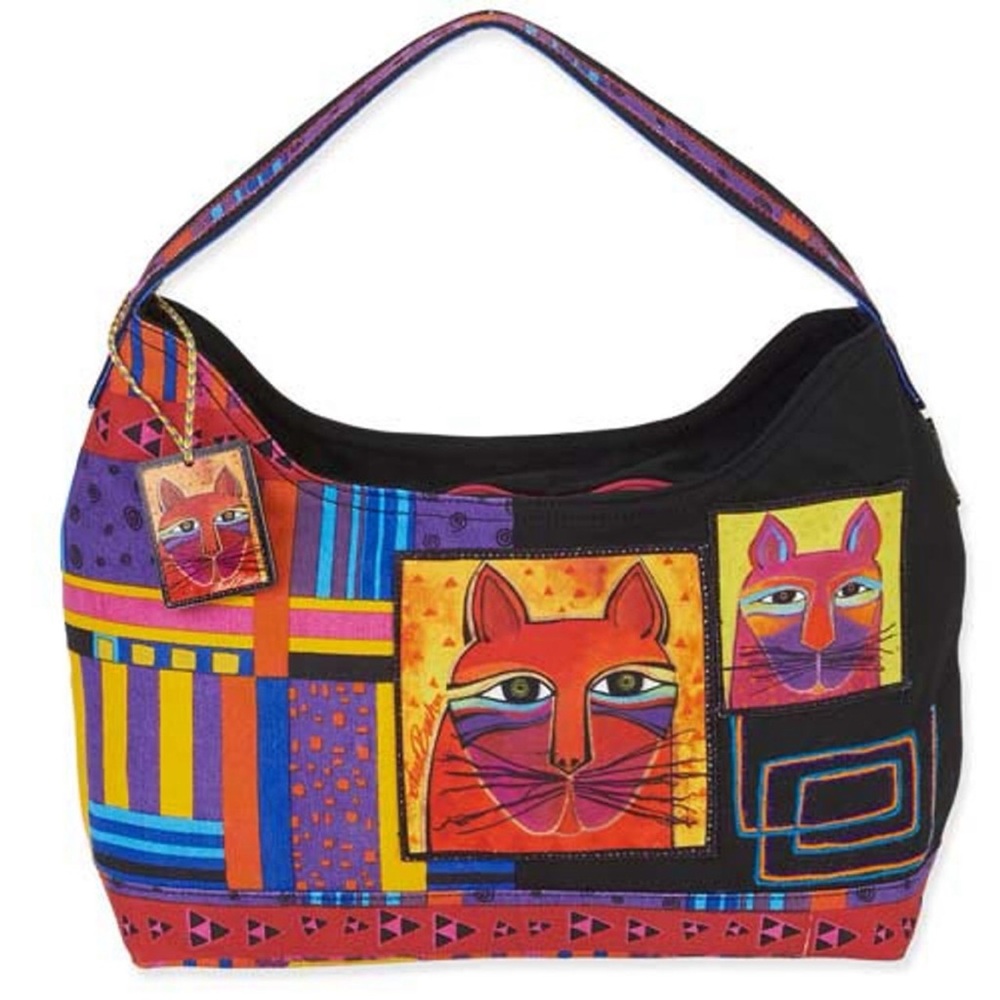 Laurel Burch Whiskered Cats Hobo Tote Bag Handbag Purse Kittens Feline NWT